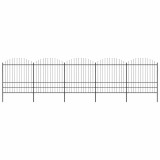 vidaXL Gard de grădină cu v&acirc;rf tip suliță din oțel 892,5x200 cm, negru 277752
