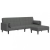 Canapea extensibila cu taburet, 2 locuri, gri inchis, textil