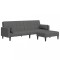 Canapea extensibila cu taburet, 2 locuri, gri inchis, textil