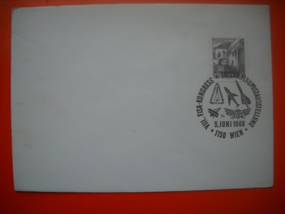 HOPCT PLIC S FDC NR 725 CONGRESUL AEROPOSTAL VIENA 1968 - AUSTRIA-COSMOS/ SPACE / SPATIU -NECIRCULAT foto