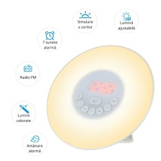 Ceas Desteptator, Zori de zi, cu lumina, radio si bluetooth