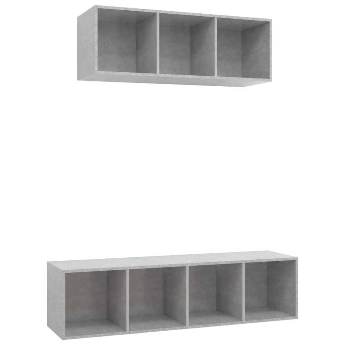Set de dulapuri TV, 2 piese, gri beton, lemn prelucrat