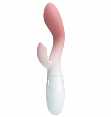 Vibrator Iepuras Brighty 30 Moduri Vibratii, Silicon, Roz/Alb 20 cm foto