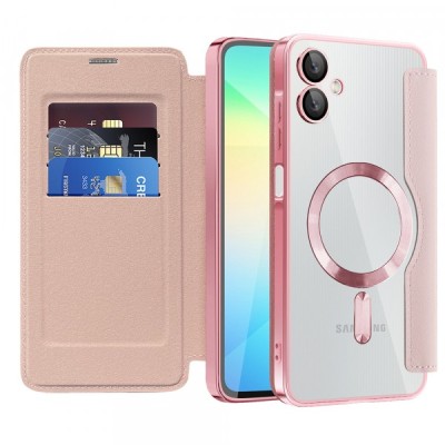 Husa MagSafe pentru Samsung Galaxy A06 A065, Techsuit, SmartMag Book, Roz foto