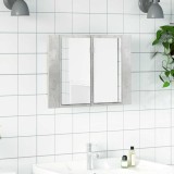 vidaXL Dulap de baie cu oglindă și LED, gri beton, 60x12x45 cm