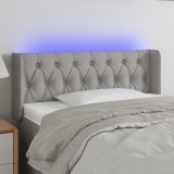 vidaXL Tăblie de pat cu LED, gri deschis, 103x16x78/88 cm, textil