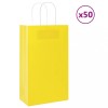 VidaXL Pungi de h&acirc;rtie 50 buc cu m&acirc;nere galbene 21x11x36 cm 4101771