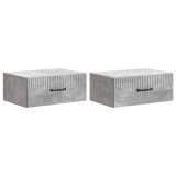 vidaXL Dulap de noapte suspendat 2 pcs Gri Beton 49 x 34,5 x 20 cm 898962