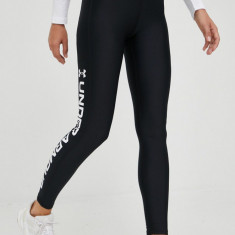 Under Armour leggins de antrenament Armour Branded femei, culoarea negru, cu imprimeu