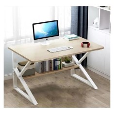 Masa de gaming, birou cu raft alb-bej, 100x60 cm, JollyMag, STL08JBR