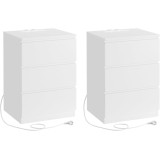 VASAGLE Set de 2 noptiere, cu sertare, 2 prize si 2 USB, 35x40x59 cm, alb Household NewTrend