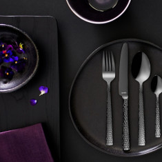 Set tacamuri pentru 6 persoane, 24 piese, Amefa, Felicity Black, inox