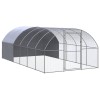 Coteț găini exterior vidaXL 3x6x2m oțel zincat argintiu cu acoperiș impermeabil - cușcă spațioasă păsări curte