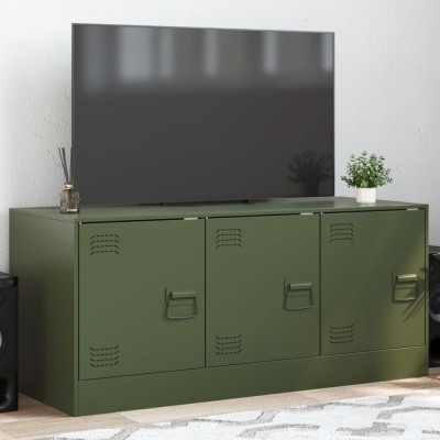 vidaXL Comodă TV, verde măsliniu, 99x39x44 cm, oțel foto