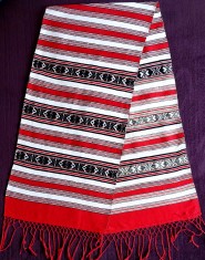 Stergar traditional cusut, motive populare romanesti, artizanat 190x44cm