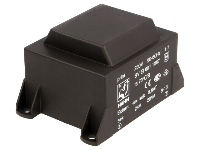 Transformator &Icirc;ncapsulat 20VA 230VAC 24V 834mA PCB