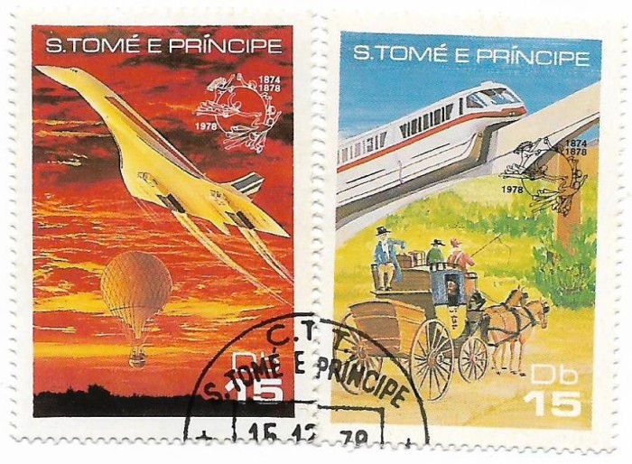 Sao Tome si Principe - A 100-a aniversare a Uniunii Postale Universale - Prima aniversare a aderarii la U.P.U., 1978 - valori obliterate