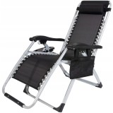 Sezlong pliabil gravitate zero, 175x65 cm, cu masuta si buzunar organizator, 120 kg, negru Household NewTrend