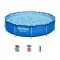 Piscina structura metalica, rotunda, cu pompa, filtru, test analiza apa, albastru, 366x76 cm, Bestway Steel Pro GartenVIP DiyLine