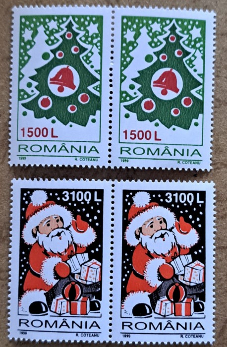 TIMBRE ROMANIA -MNH- L.P.1496/1999 -CRACIUN - Serie &icirc;n pereche