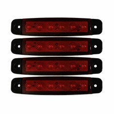 Lampa gabarit cu 6 LED-uri 12/24V set 4buc - Rosu Garage AutoRide foto