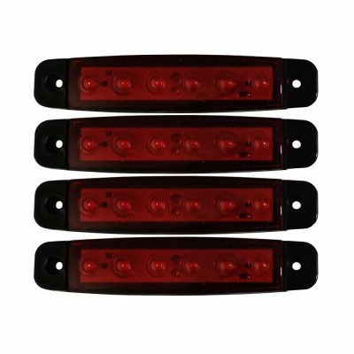 Lampa gabarit cu 6 LED-uri 12/24V set 4buc - Rosu Garage AutoRide foto