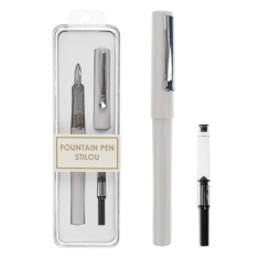 Set Stilou, Model Pastel, 1 Rezervă Cerneală, Culoare Gri
