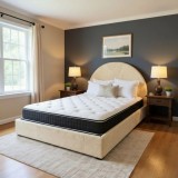 Pat Bond Lada Depozitare180x200 cm Tapitat Velvet Stripe Bej Somiera Inclusa MB33