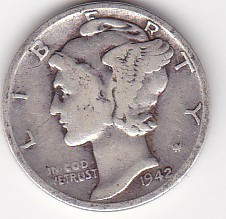 SUA USA 1 DIME 10 Centi 1942 foto