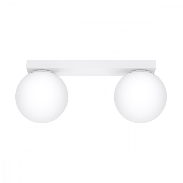 Lustră De Tavan Yoli Albă Oțel/Sticlă 2 Becuri Minge Modernă De Interior