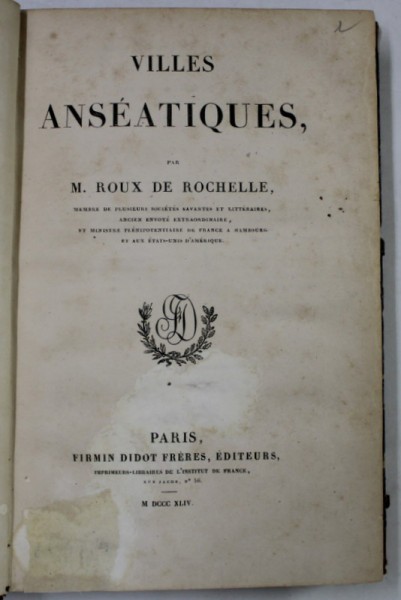 VILLES ANSEATIQUES par M. ROUX DE ROCHELLE , 1844