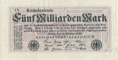 1923 (20 X), 5.000.000.000 mark (P-123b/1) - Germania - stare XF+! foto