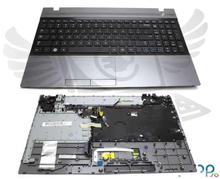 Tastatura Samsung Neagra BA75 03246C cu Palmrest gri, BA75 03318A cu Palmrest gri, NP300V5A cu Palmrest gri,