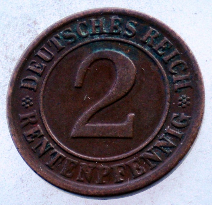 7.749 GERMANIA WEIMAR 2 RENTENPFENNIG 1924 A