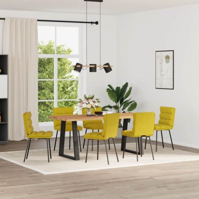 vidaXL Scaune de sufragerie, 6 buc, galben, catifea 3315659 foto