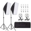 Kit de 2 softboxuri, soclu de 4 becuri, 2 trepiezi reglabili 200 cm, 8 becuri de 45W, geanta de transport inclusa, Dactylion