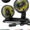Ventilator dublu pentru masina, rotire 360 grade, 10W, 2 trepte de viteza si stickere pentru numar de telefon - 12V