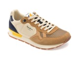 Pantofi sport PEPE JEANS maro, BRIT COVER, din material textil