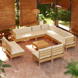 Set mobilier gradina cu perne 12 piese maro miere lemn de pin GartenMobel Dekor, vidaXL