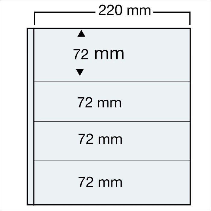 Set 15 folii pentru bancnote 4 buzunare de 220 x 72 mm