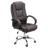 Scaun directorial OFF 429, piele ecologica, pivontant, rotire 360, baza cromata, 110 kg, maro