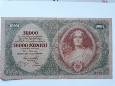 50000 kronen austria 1922 fara stea in fata seriei foto