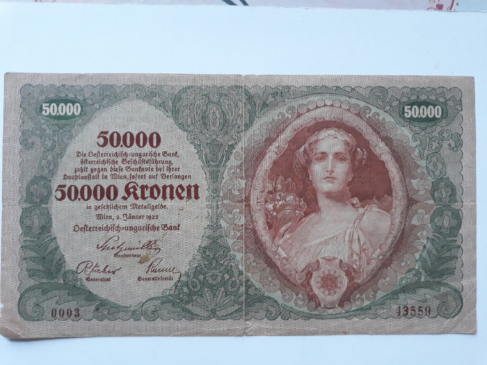 50000 kronen austria 1922 fara stea in fata seriei