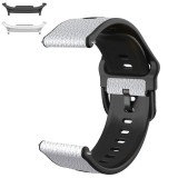 Curea hibrid piele-silicon compatibila cu Samsung Galaxy Watch9 44mm/40mm, Samsung Galaxy Watch 8 44mm/40mm, Pearl White