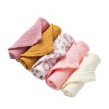 Cumpara ieftin Set 5 Prosoape Muselina Bebelusi REDQUIT, 23x23cm, Bumbac, Roz, Fete