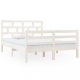 Cumpara ieftin Cadru de pat dublu, alb, 135x190 cm, lemn masiv