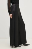 Pedro del Hierro pantaloni femei, culoarea negru, lat, high waist, 7608799