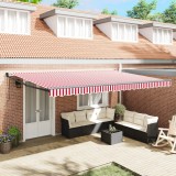 vidaXL Marchiză retractabilă automată cu dungi roșii și albe 500x300 cm