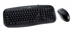 Kit tastatura si mouse Genius Smart KM-200 USB 104 taste concave Mouse Optic 1000dpi 3 Butoane Negru foto