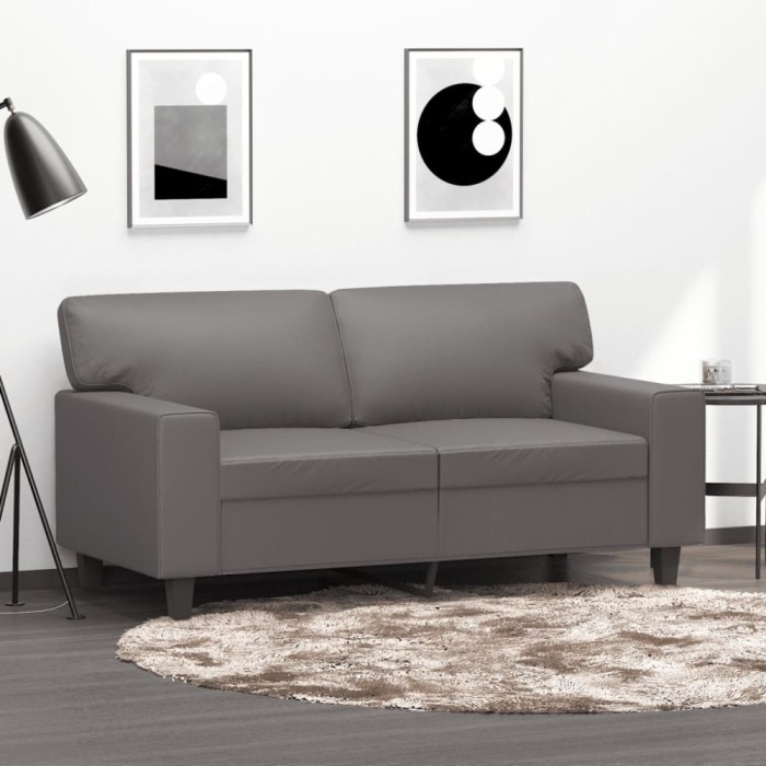 vidaXL Canapea cu 2 locuri, gri, 120 cm, piele ecologică 359414